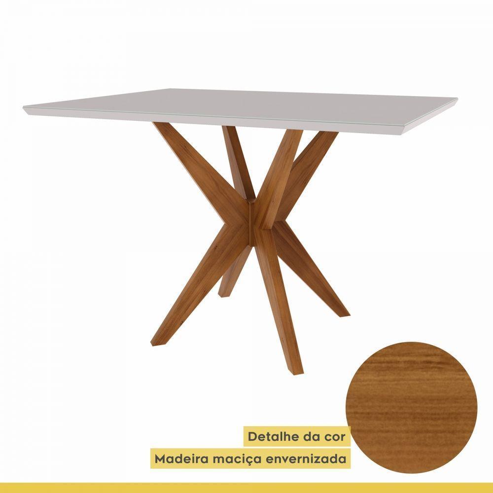 Mesa De Jantar 4 Lugares 120x90cm Donna Nesher Móveis Mel Natural-off White - 2