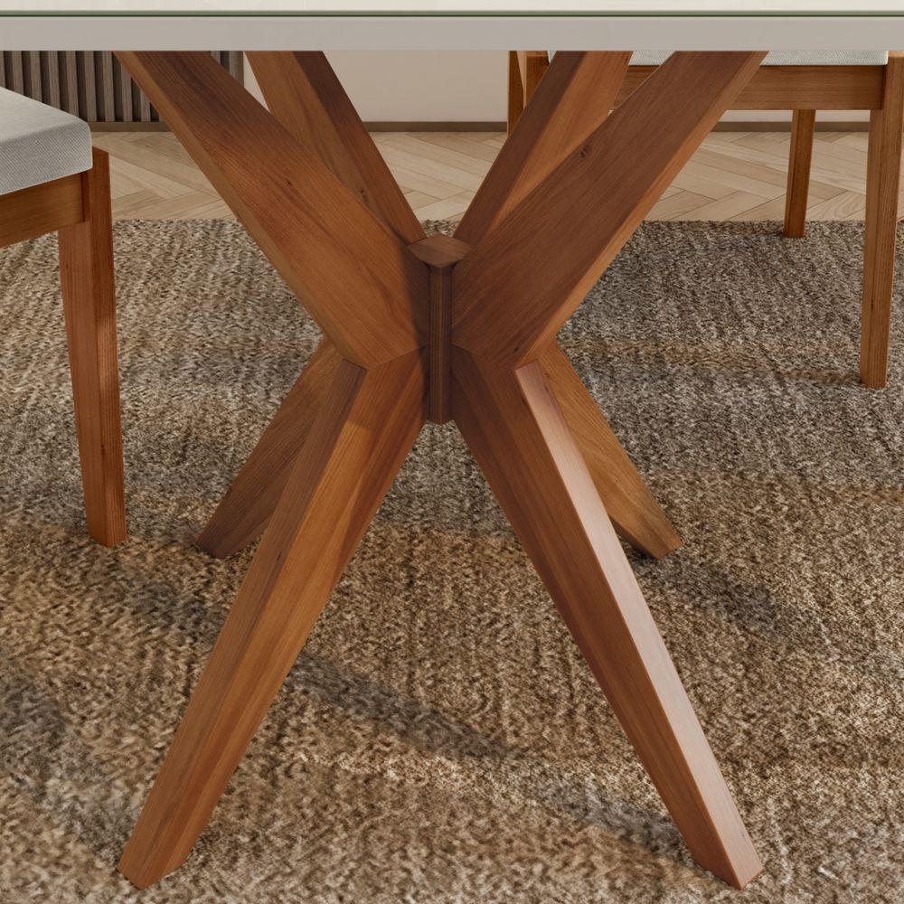 Mesa De Jantar 4 Lugares 120x90cm Donna Nesher Móveis Mel Natural-off White - 6