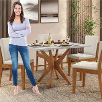 Mesa De Jantar 4 Lugares 120x90cm Donna Nesher Móveis Mel Natural-off White - 3