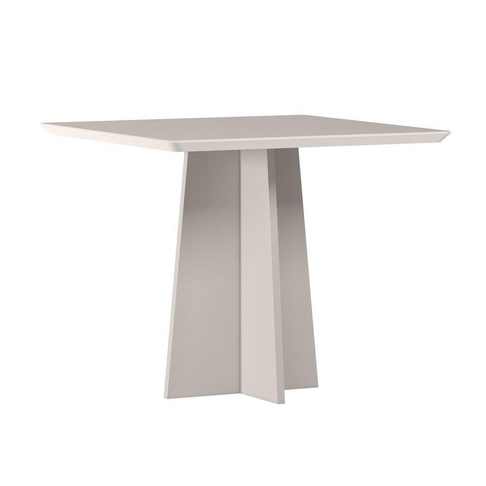 Mesa De Jantar Para 4 Lugares 90cm Tampo Quadrado Com Vidro Anitta Off White - 1