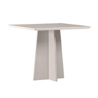 Mesa De Jantar Para 4 Lugares 90cm Tampo Quadrado Com Vidro Anitta Off White - 1