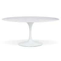 Mesa De Jantar Saarinen Oval 120x80 Cm Mármore Branco Extra Base Branca - 1