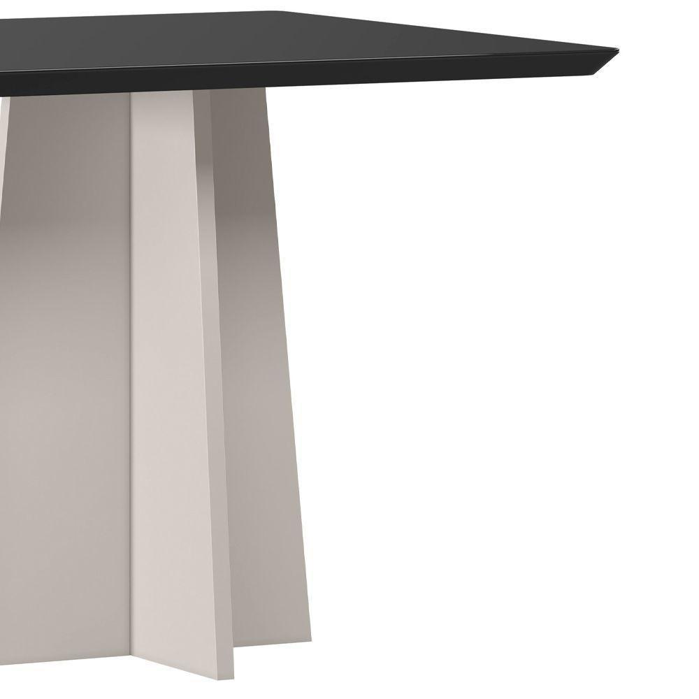 Mesa De Jantar Para 4 Lugares 90cm Tampo Quadrado Com Vidro Anitta Off White Preto - 3