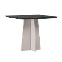 Mesa De Jantar Para 4 Lugares 90cm Tampo Quadrado Com Vidro Anitta Off White Preto - 1