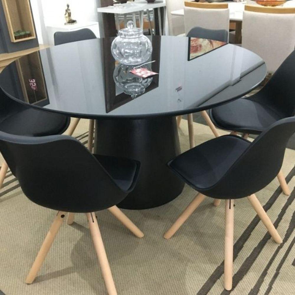 Mesa De Jantar Cone Redonda 80 Cm Laqueada Cores Preto - 2