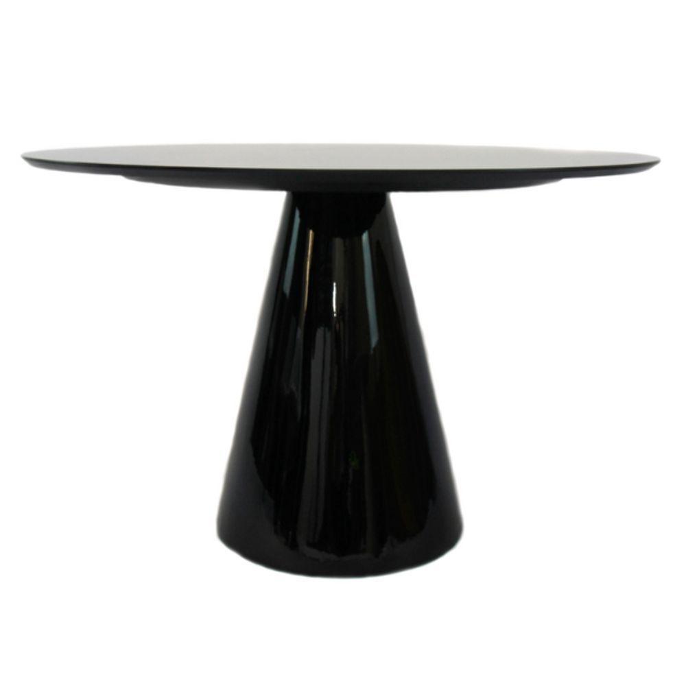 Mesa De Jantar Cone Redonda 80 Cm Laqueada Cores Preto - 3