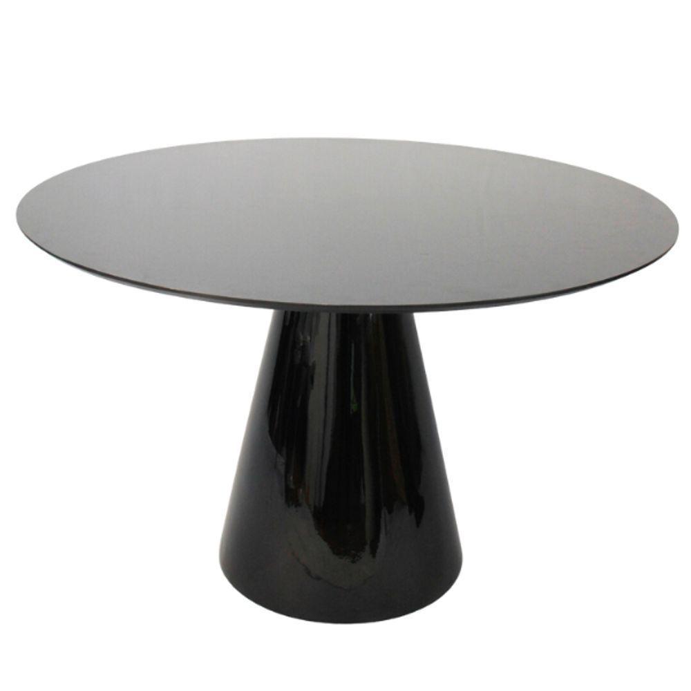 Mesa De Jantar Cone Redonda 80 Cm Laqueada Cores Preto - 4