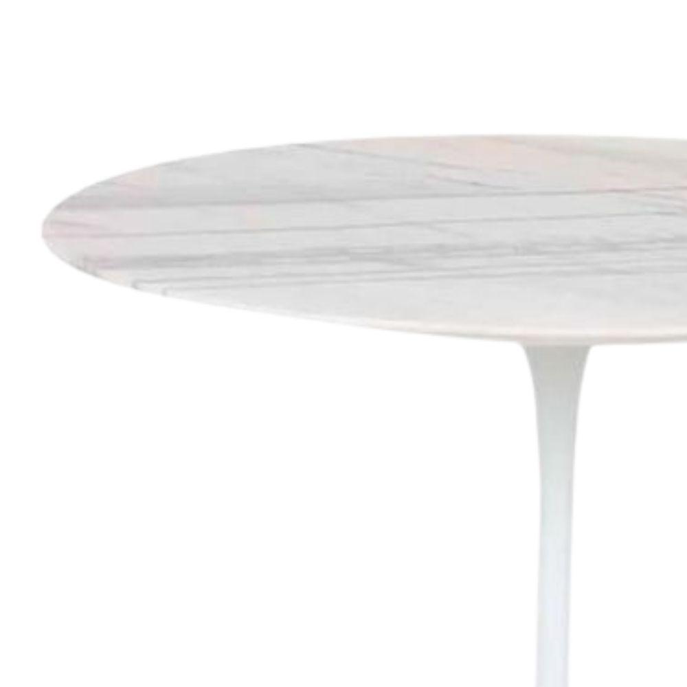 Mesa De Jantar Tulipa Saarinen Redonda 80 Cm Mármore Branco Extra Cor Branco - 4
