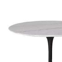 Mesa De Jantar Tulipa Saarinen Redonda 160 Cm Mármore Branco Extra Cor Preto