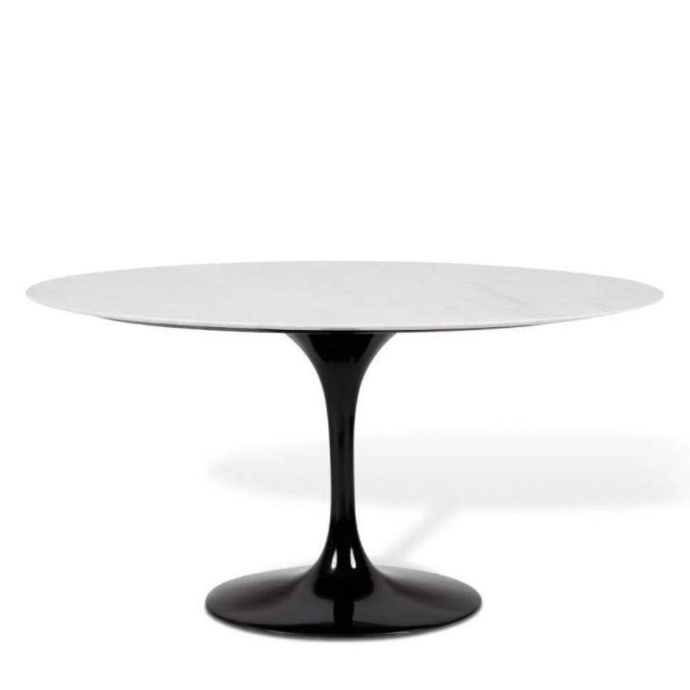 Mesa De Jantar Saarinen Oval 160x90 Cm Mármore Carrara Base Preta - 1