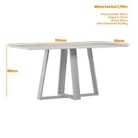 Mesa De Jantar Para 4 Lugares 1,70m Lectus Tampo Em Mdf Com Vidro Ypê Off White - 2