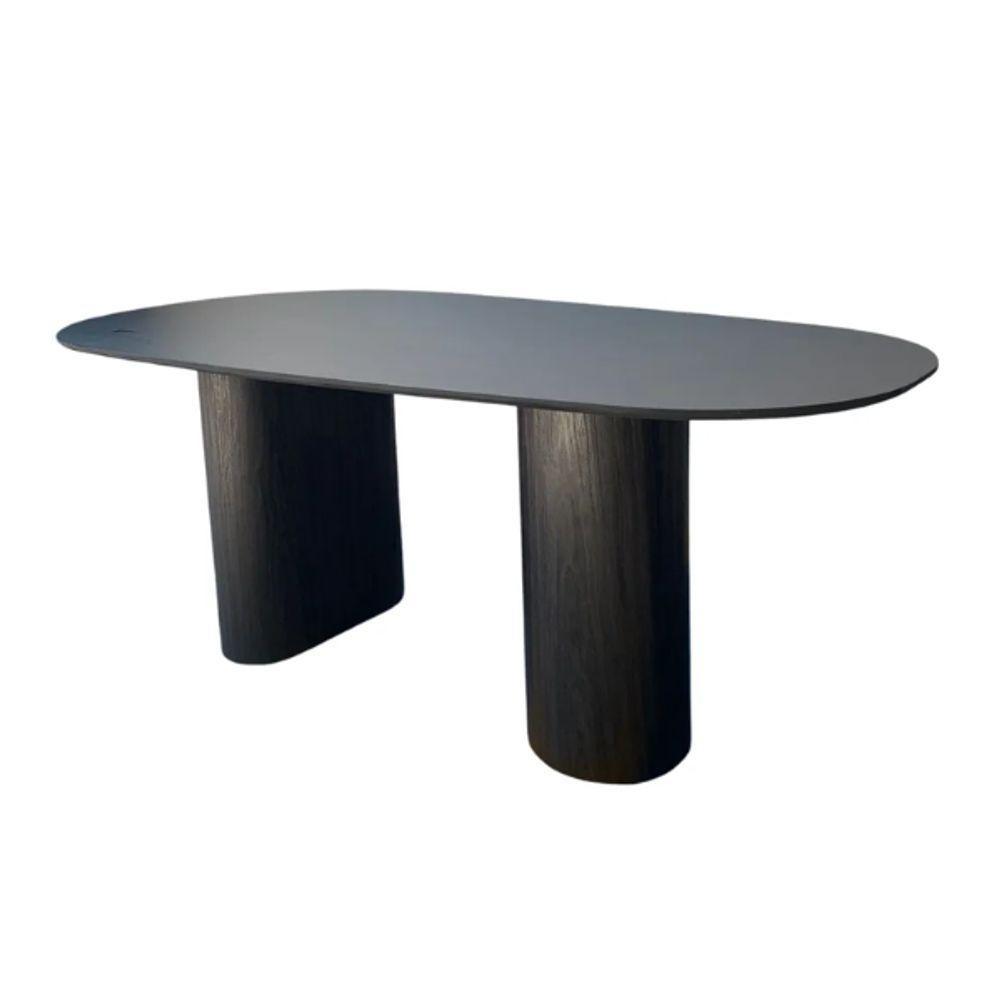 Mesa De Jantar Cone Orgânica Oval 180x100 Cm Com 2 Bases Ebano Tampo Ebano - 1