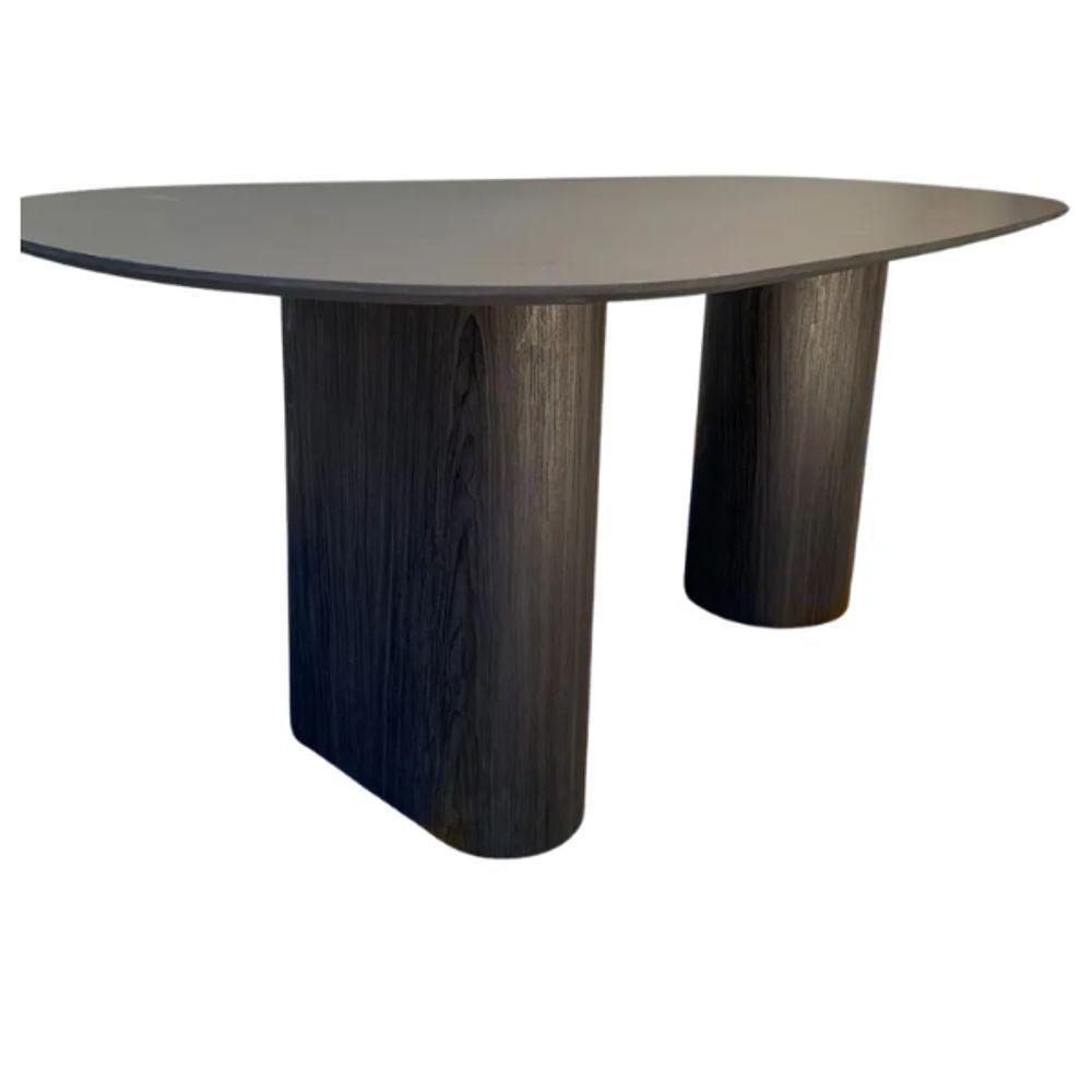Mesa De Jantar Cone Orgânica Oval 180x100 Cm Com 2 Bases Ebano Tampo Ebano - 3