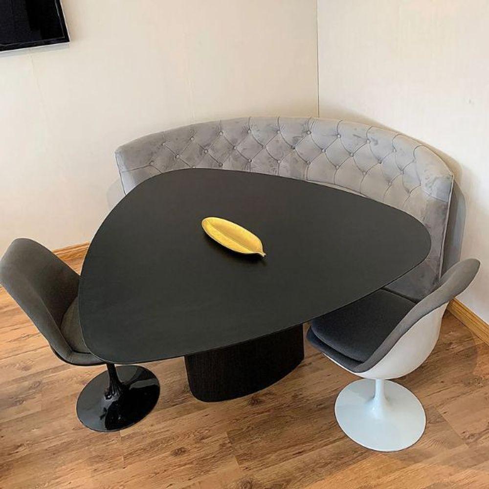 Mesa De Jantar Cone Orgânica Redonda 110x113 Cm Base ébano Tampo ébano - 3