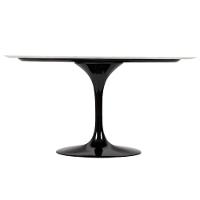 Mesa De Jantar Saarinen Oval 160x90 Cm Mármore Branco Extra Base Preta - 4