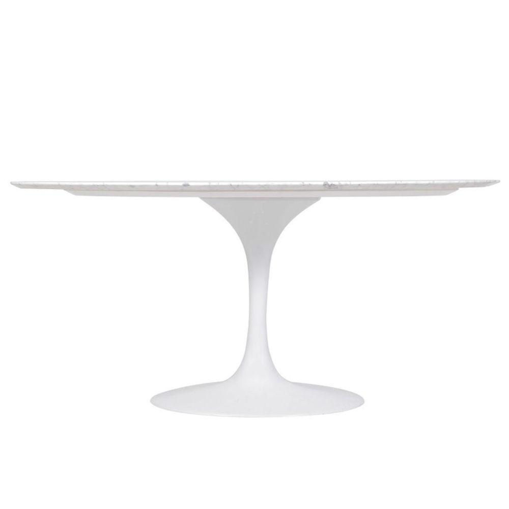Mesa De Jantar Saarinen Oval 244x137 Cm Mármore Carrara Base Branca - 5