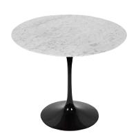 Mesa De Jantar Tulipa Saarinen Redonda 90 Cm Mármore Carrara Base Preta - 1