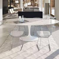 Mesa De Jantar Saarinen Oval 137x90 Cm Mármore Carrara Base Branca - 2