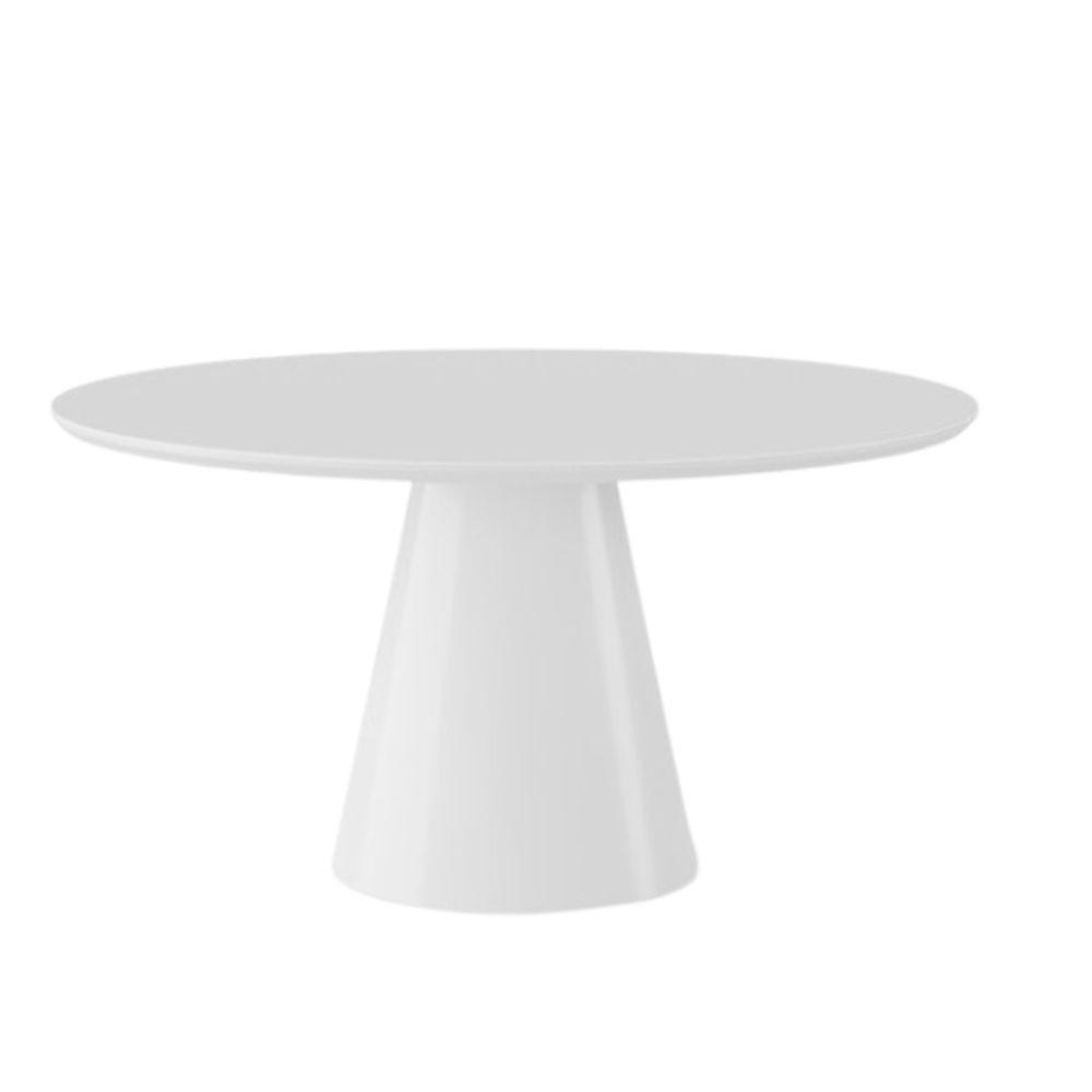 Mesa De Jantar Cone Redonda 130 Cm Laqueada Cores Branco - 1