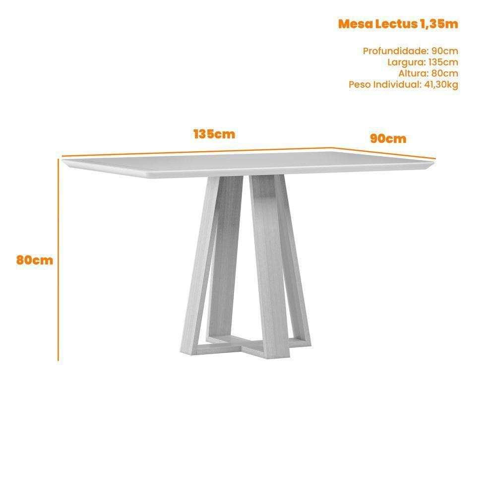 Mesa De Jantar Para 4 Lugares 1,35m Lectus Tampo Em Mdf Com Vidro Ypê Preto - 2