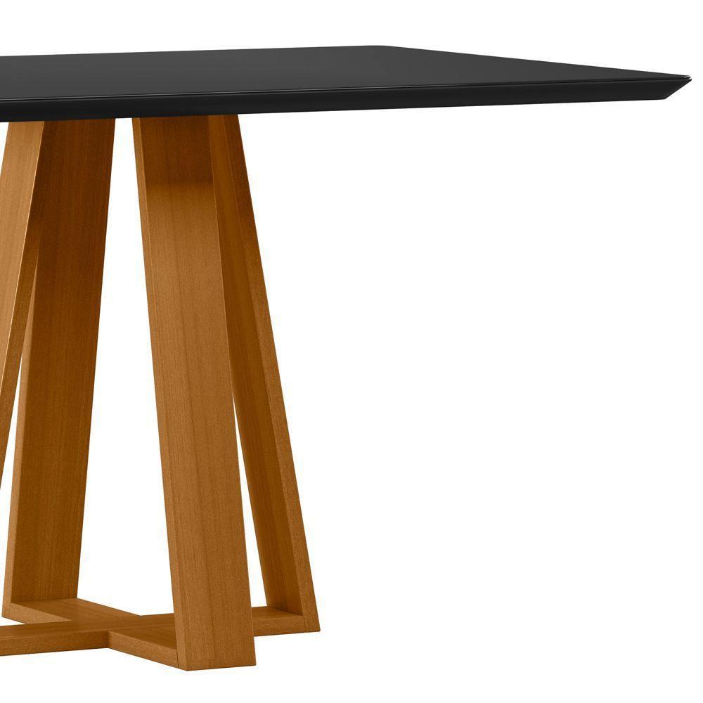 Mesa De Jantar Para 4 Lugares 1,35m Lectus Tampo Em Mdf Com Vidro Ypê Preto - 3