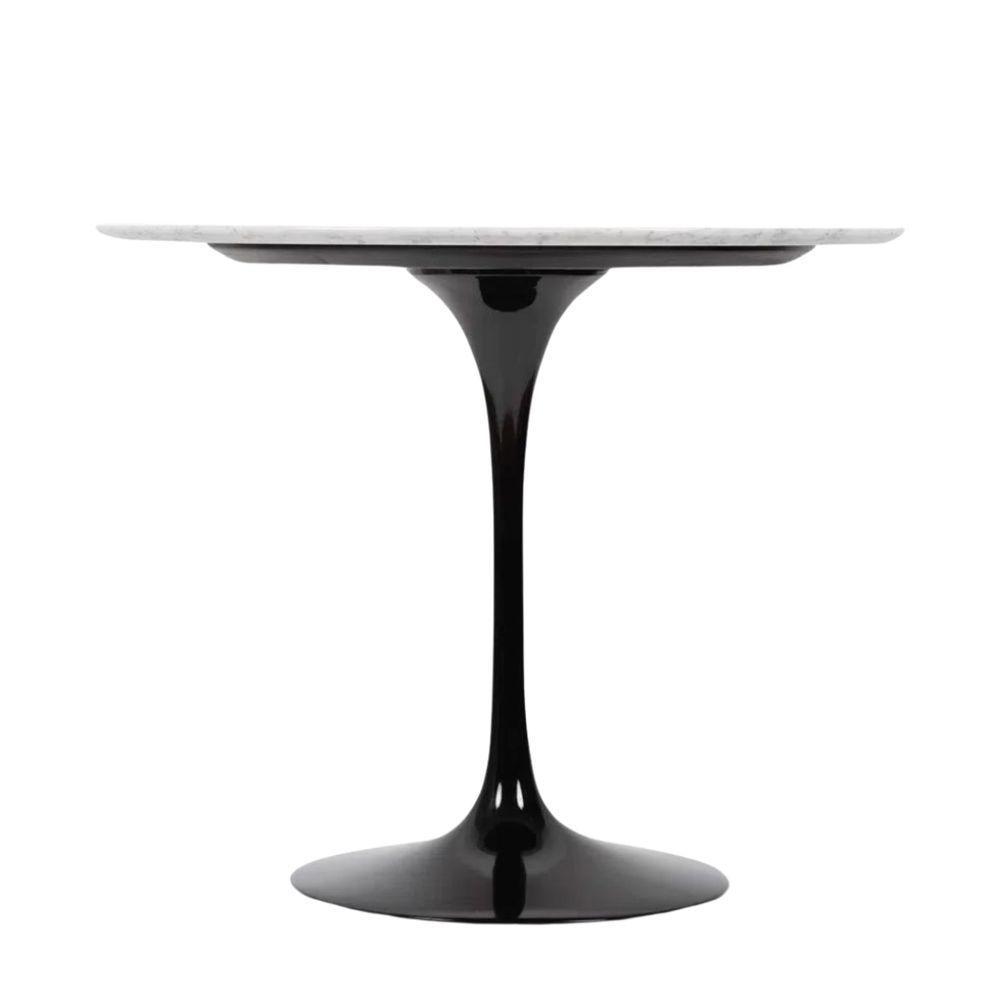 Mesa De Jantar Tulipa Saarinen Redonda 150 Cm Mármore Carrara Base Branca - 2