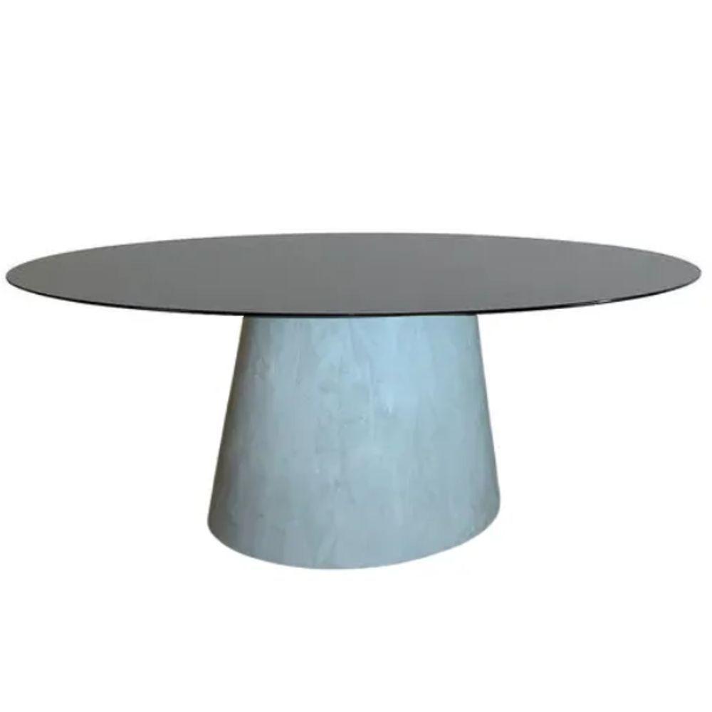 Mesa De Jantar Cone 160X90 Cm Laqueda Cimento QueimadoPreto - 1