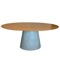 Mesa De Jantar Cone Oval 120x80 Cm Base Cimento Queimado Tampo Freijó - 1