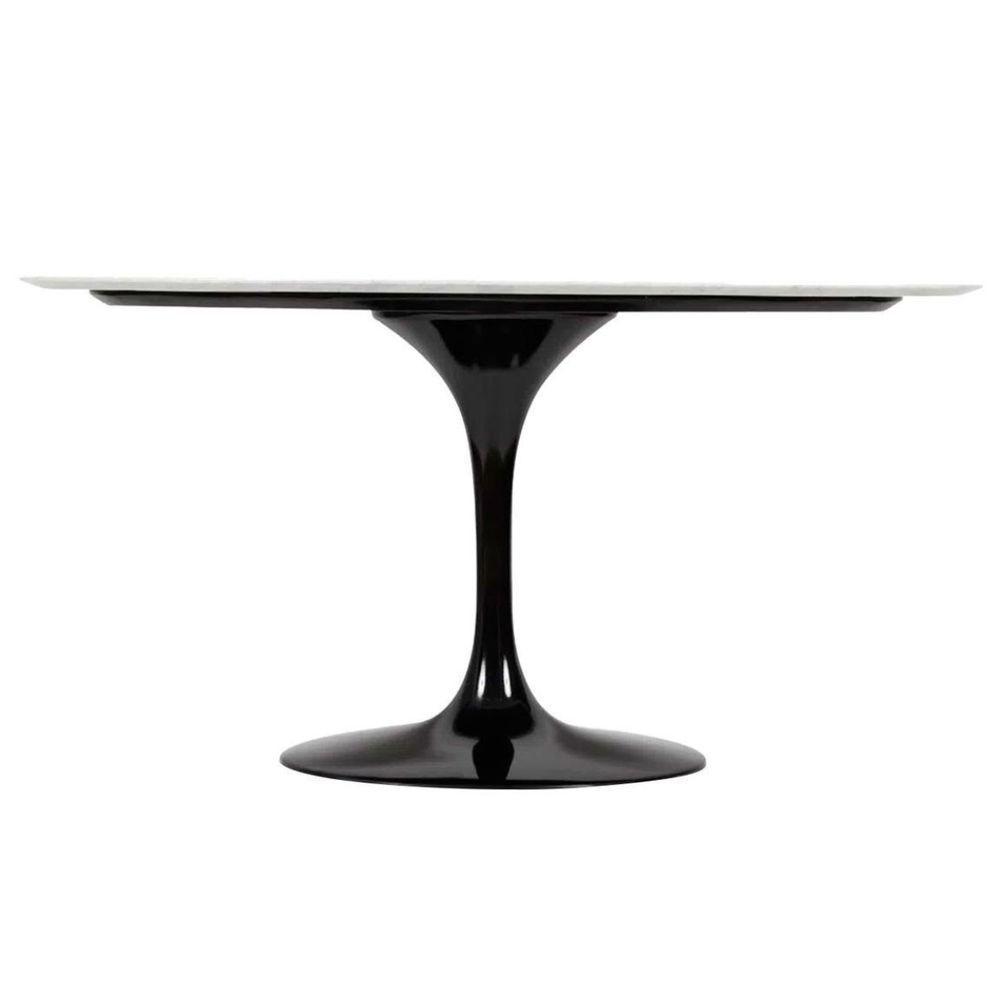 Mesa De Jantar Saarinen Oval 244x137 Cm Mármore Branco Extra Base Preta - 4