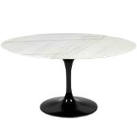 Mesa De Jantar Saarinen Oval 244x137 Cm Mármore Branco Extra Base Preta - 1