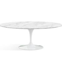 Mesa De Jantar Saarinen Oval 120x80 Cm Mármore Carrara Base Branca - 1