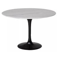 Mesa De Jantar Tulipa Saarinen Redonda 120 Cm Mármore Branco Extra Cor Preto - 1