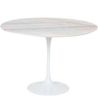 Mesa De Jantar Tulipa Saarinen Redonda 160 Cm Mármore Branco Extra Cor Branco - 1