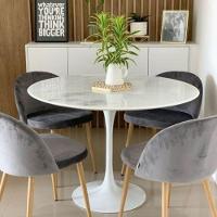 Mesa De Jantar Tulipa Saarinen Redonda 160 Cm Mármore Branco Extra Cor Branco - 3