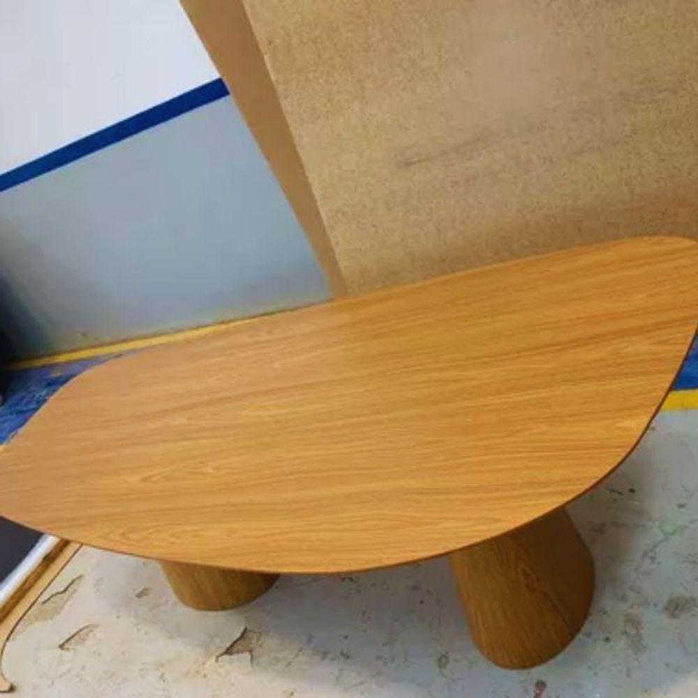 Mesa De Jantar Cone Orgânica Oval 198x122 Cm Com 2 Bases Freijó Tampo Freijó - 2