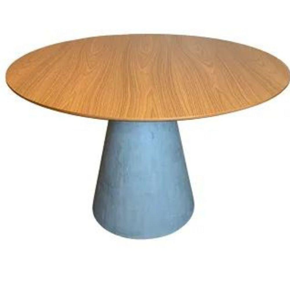 Mesa De Jantar Cone Cimento Queimado 140 Cm Tampo Freijó - 2