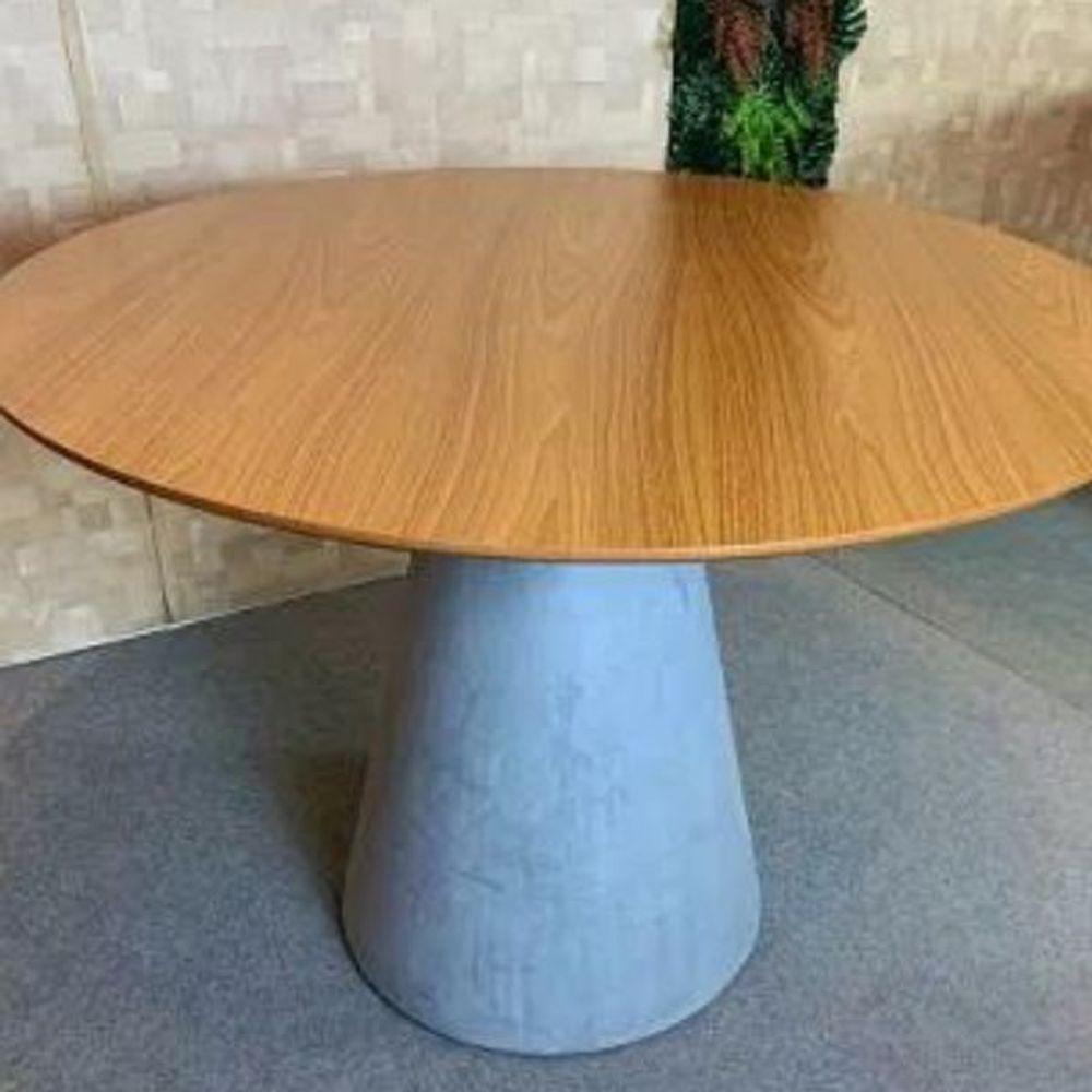 Mesa De Jantar Cone Cimento Queimado 140 Cm Tampo Freijó - 3