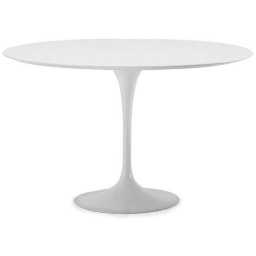 Mesa De Jantar Tulipa Saarinen Redonda 110 Cm Tampo Laqueado Cores Branco - 1
