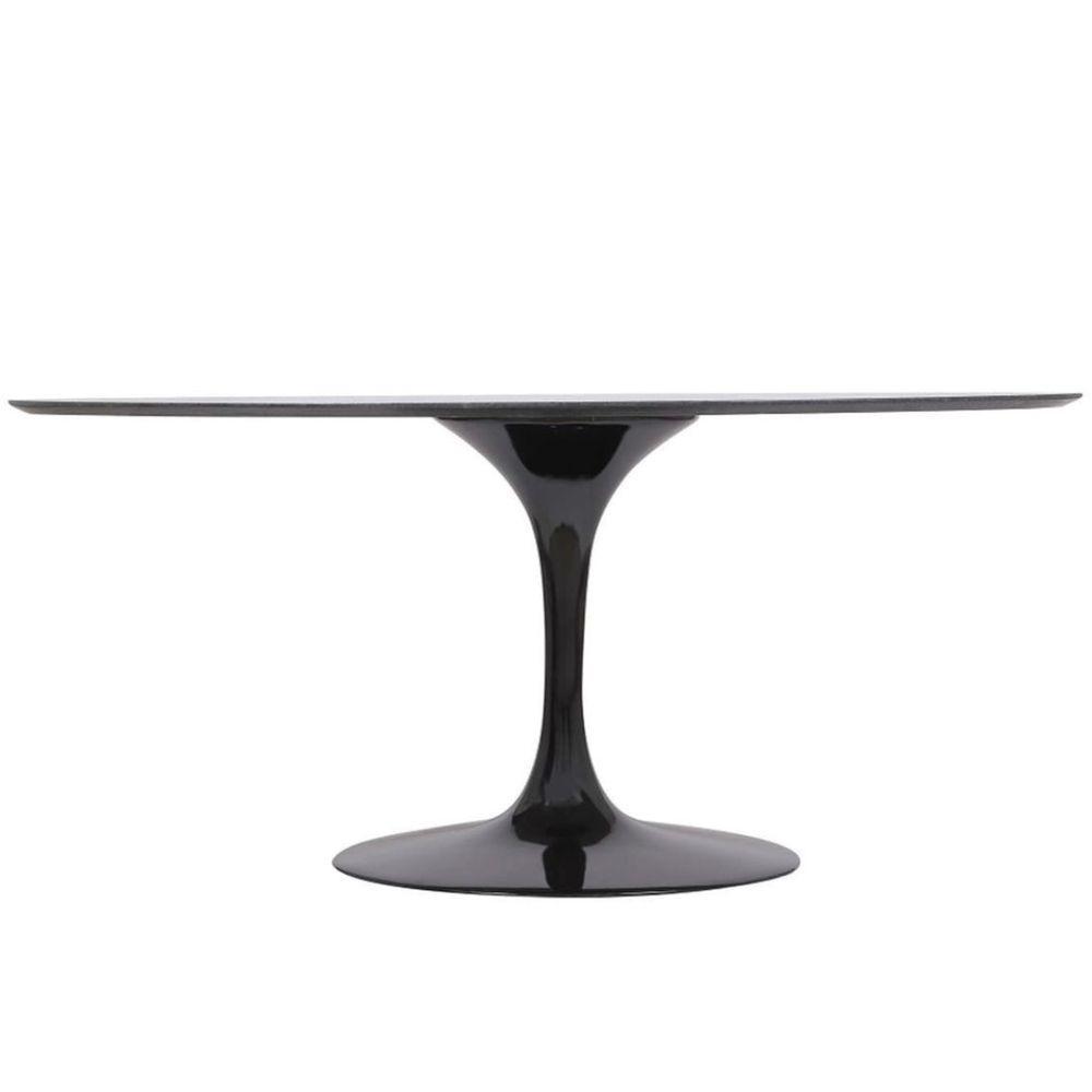 Mesa De Jantar Saarinen Oval 120x80 Cm Mármore Carrara Base Preta - 3