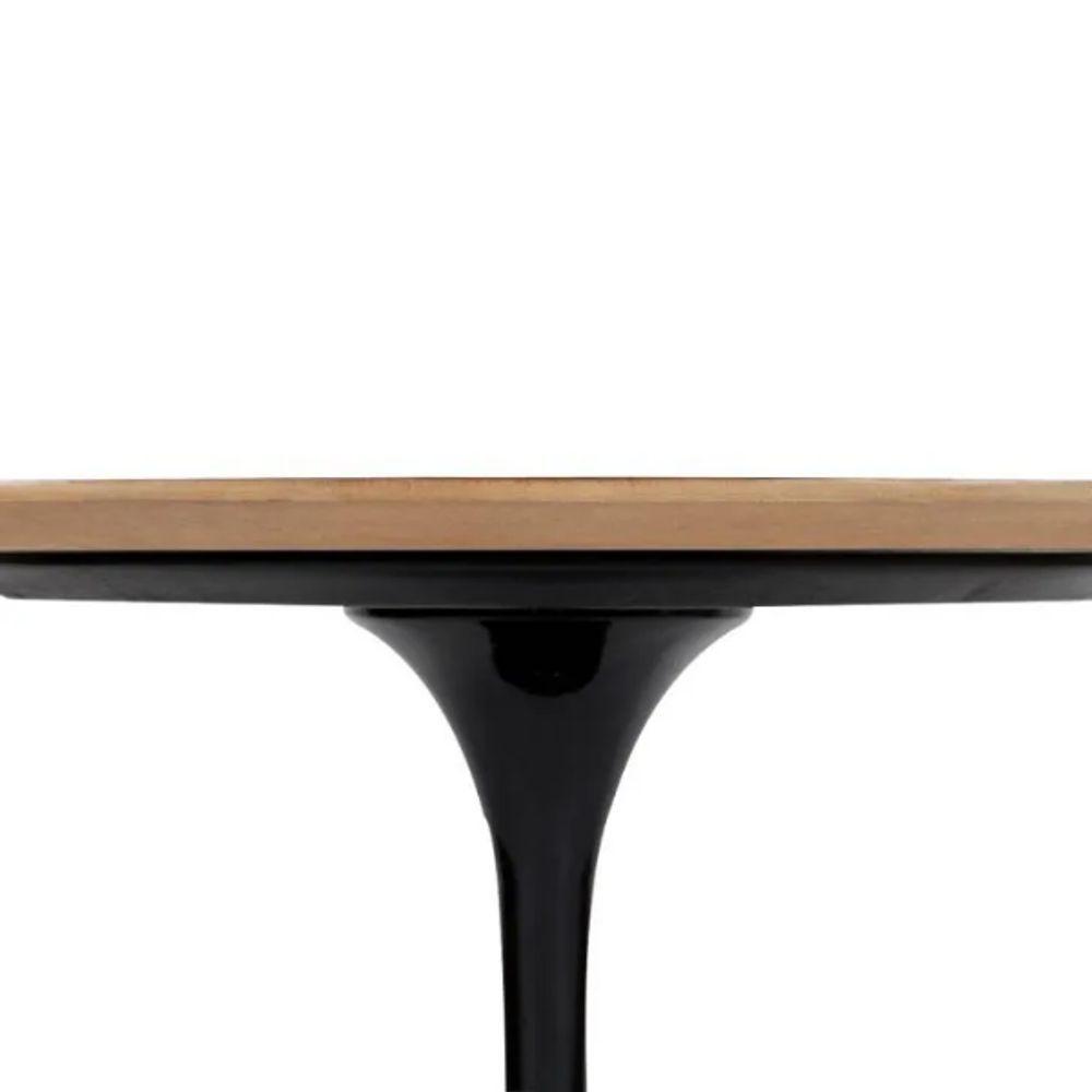 Mesa De Jantar Tulipa Saarinen Redonda 80 Cm Tampo Freijó Cores Preto - 3