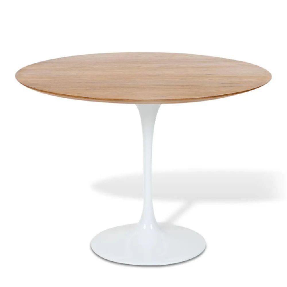 Mesa De Jantar Tulipa Saarinen Redonda 160 Cm Tampo Freijó Cores Branco - 1