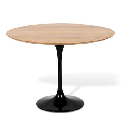 Mesa De Jantar Tulipa Saarinen Redonda 110 Cm Tampo Freijó Cores Preto