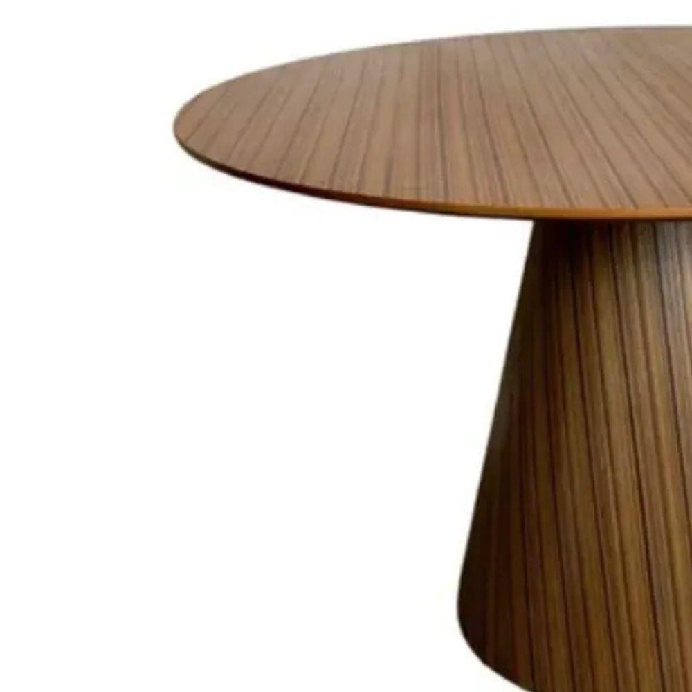 Mesa De Jantar Cone Redonda 100 Cm Base Madeira Pau Ferro - 2