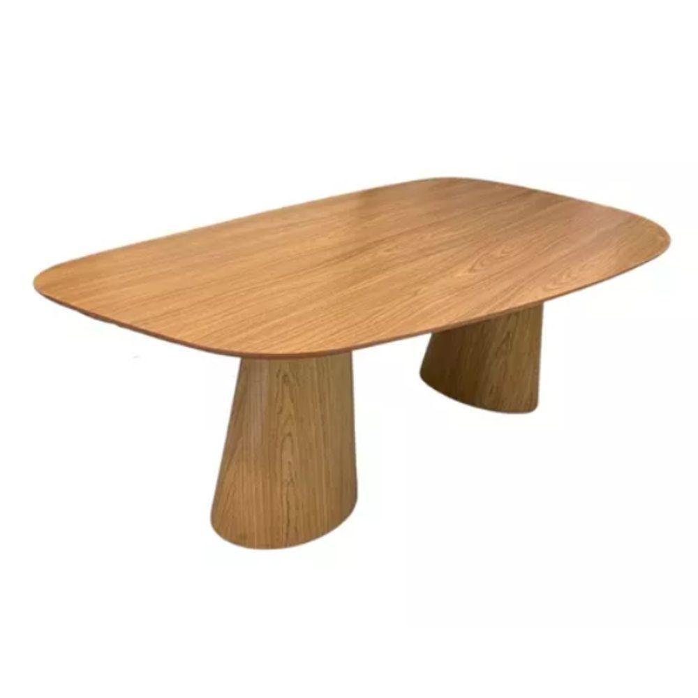 Mesa De Jantar Cone Orgânica Oval 160x90 Cm Com 2 Base Freijó Tampo Freijó - 1