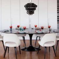 Mesa De Jantar Tulipa Saarinen Oval 198x122 Cm Tampo Laqueado Cores Preto - 2