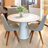 Mesa De Jantar Cone Redonda 90 Cm Laqueada Cores Branco