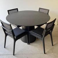 Mesa De Jantar Cone Redonda 100 Cm Base Madeira ébano Tampo ébano - 3