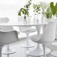 Mesa De Jantar Tulipa Saarinen Oval 160x90 Cm Laqueado Cores Branco - 2