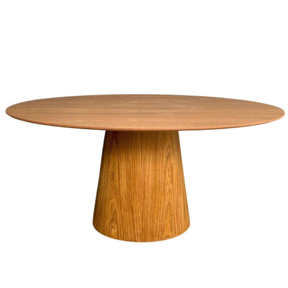 Mesa De Jantar Cone Oval 198x122 Cm Base Madeira Freijó Tampo Freijó - 1