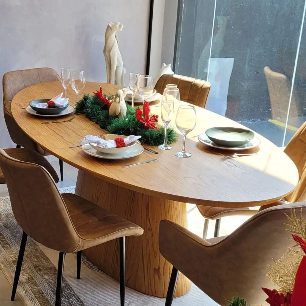 Mesa De Jantar Cone Oval 198x122 Cm Base Madeira Freijó Tampo Freijó - 5